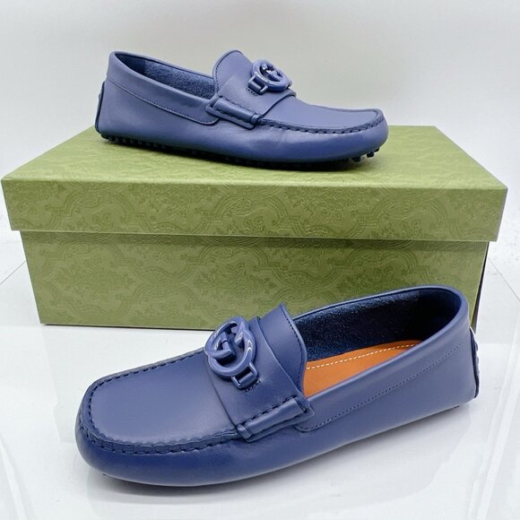 Gucci GG Interlocking Loafer Blue Driver Moccasin Shoes Logo Womens UK 5.5 US 8. - Picture 3 of 16